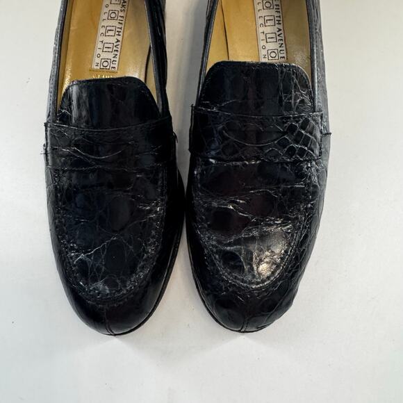 Vintage Womens Saks Fifth Avenue Folio Black Genuine Crocodile Loafer, Sz. 6.5M - Picture 2 of 6
